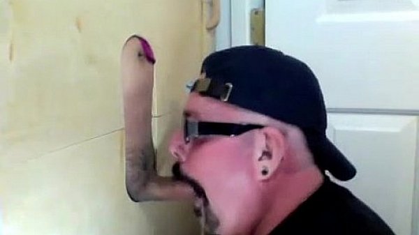 Glory hole cock sucked off by deviant