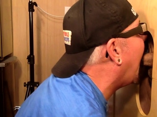 Gloryhole deepthroating auntie caught