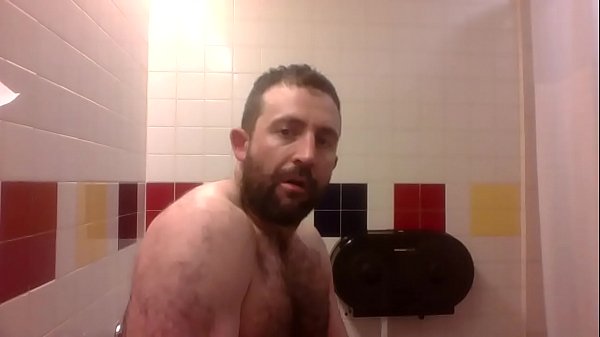 jacking off in bathroom side view