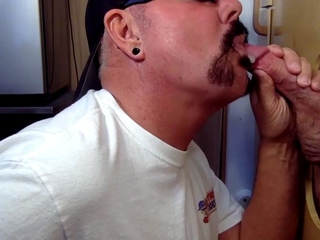 Moustache auntie cocksucking gloryhole