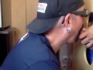 Moustache auntie gloryhole cocksuck