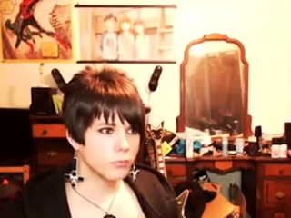 Short-Haired Crossdresser Cutie on Webcam