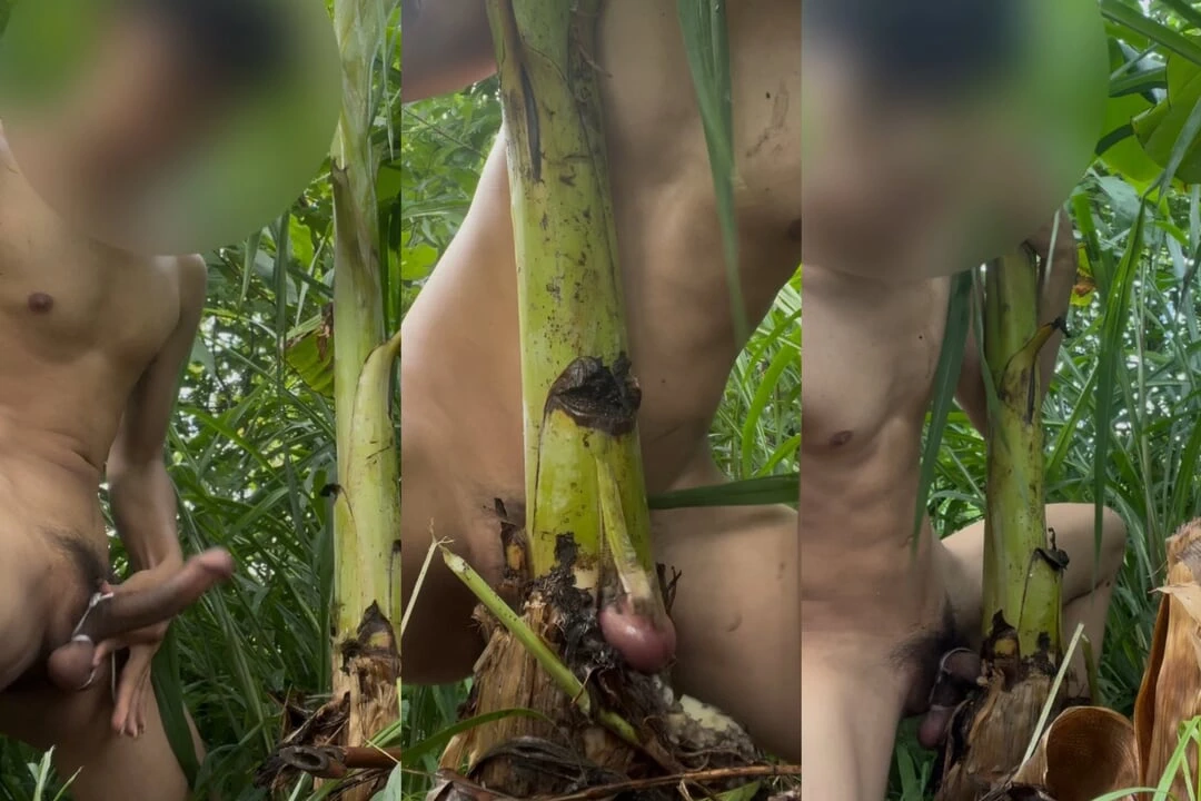 Thai guy fuck banana tree 2
