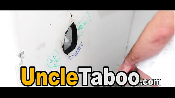 Cute teen found a hole on the bathrooms wall