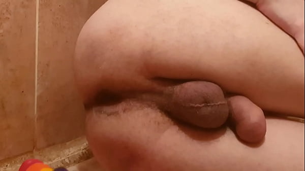 Gay in bathroom shower fuck close up his asshole with rainbow anal dildo and opens ass amateur russian