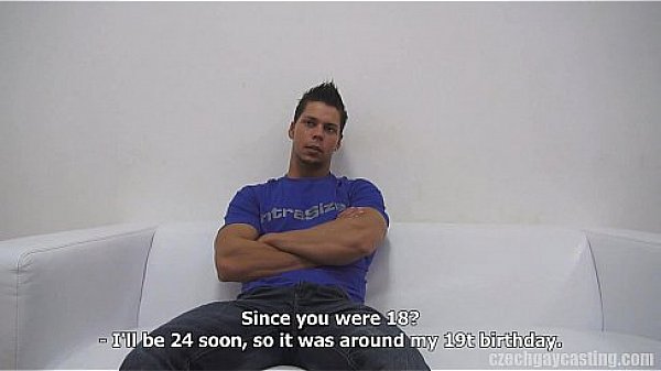 Wanking his cocks alone